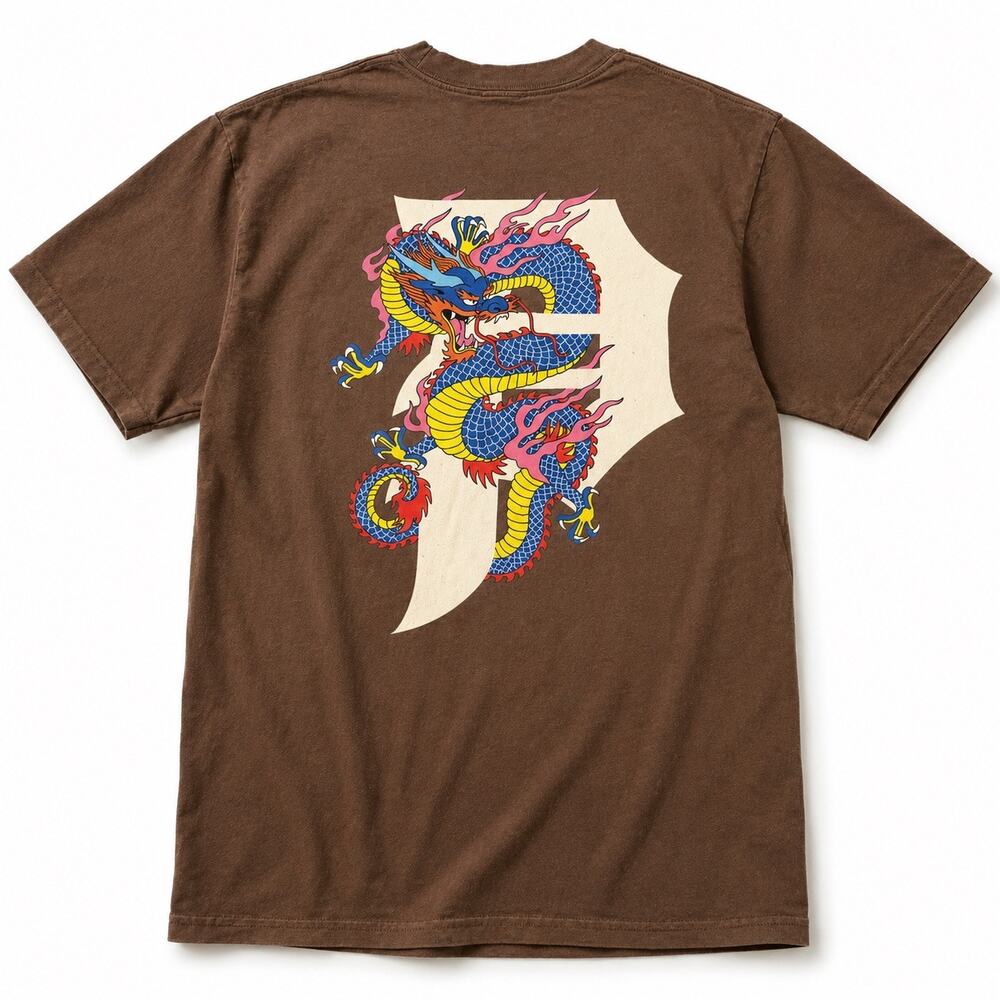 Primitive Skateboarding Medium Dragon Graphic Brown T Shirt Y2K Streetwear